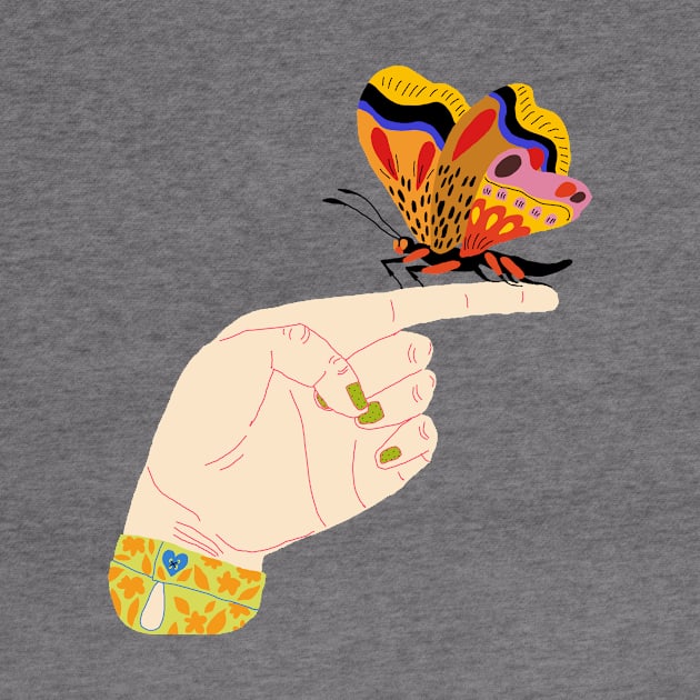 Butterfly on a finger by ezrawsmith